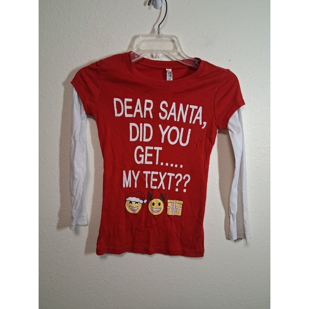 Beautees Long Sleeve T-Shirt Christmas Attitude Santa Emojis Y2K Juniors Medium